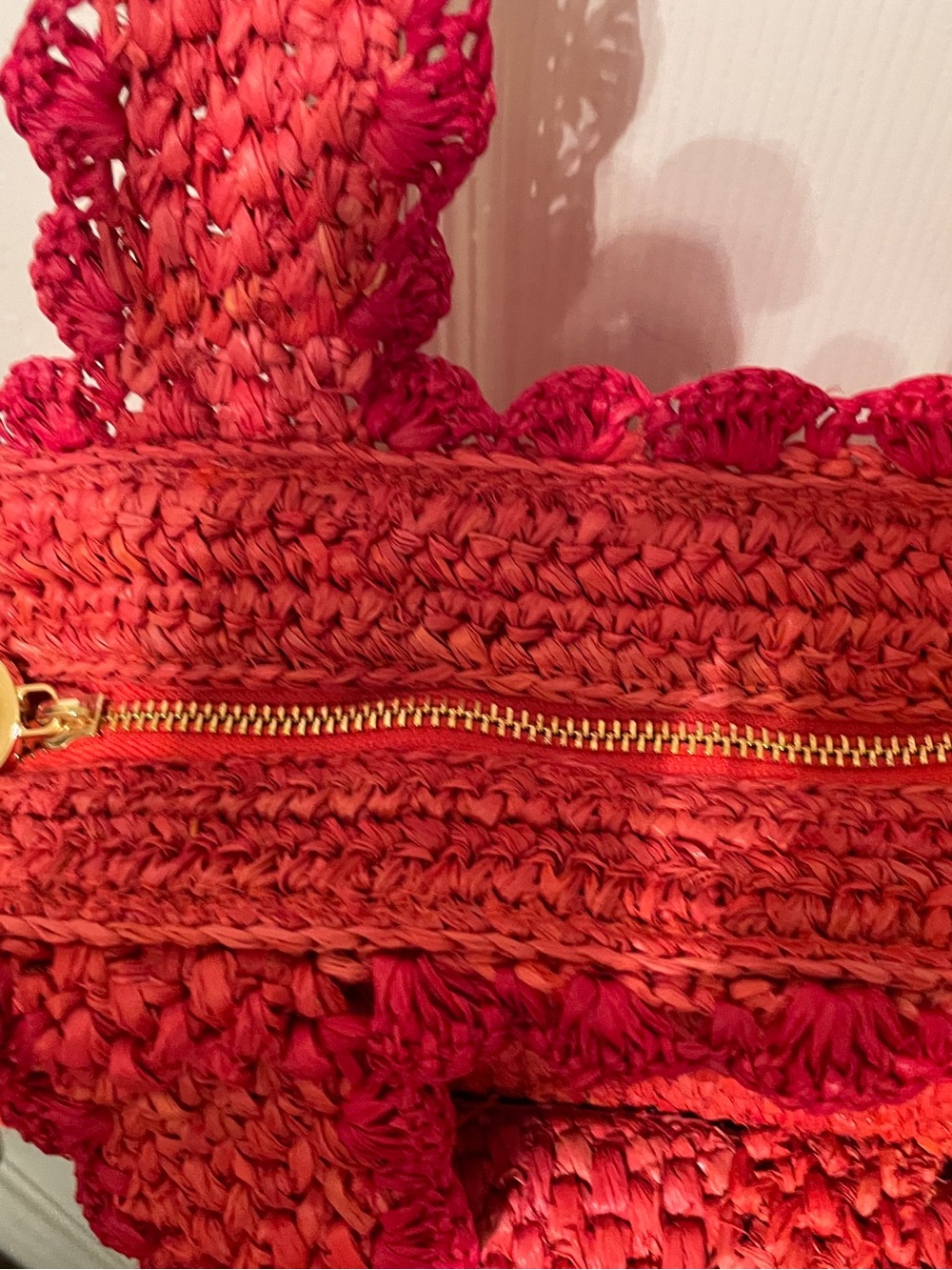 kate spade Red Woven Raffia Tote with Bow Detail - Picture 4 of 9